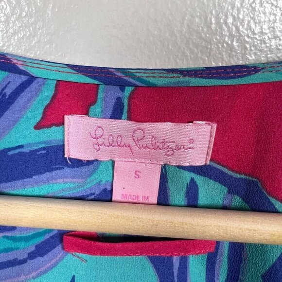 Lilly Pulitzer Wilda Caftan Dress Size Small Pink Sway Beaded Tropical Vacation - Picture 4 of 12